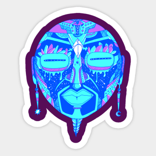 Blue African Mask 2 Sticker